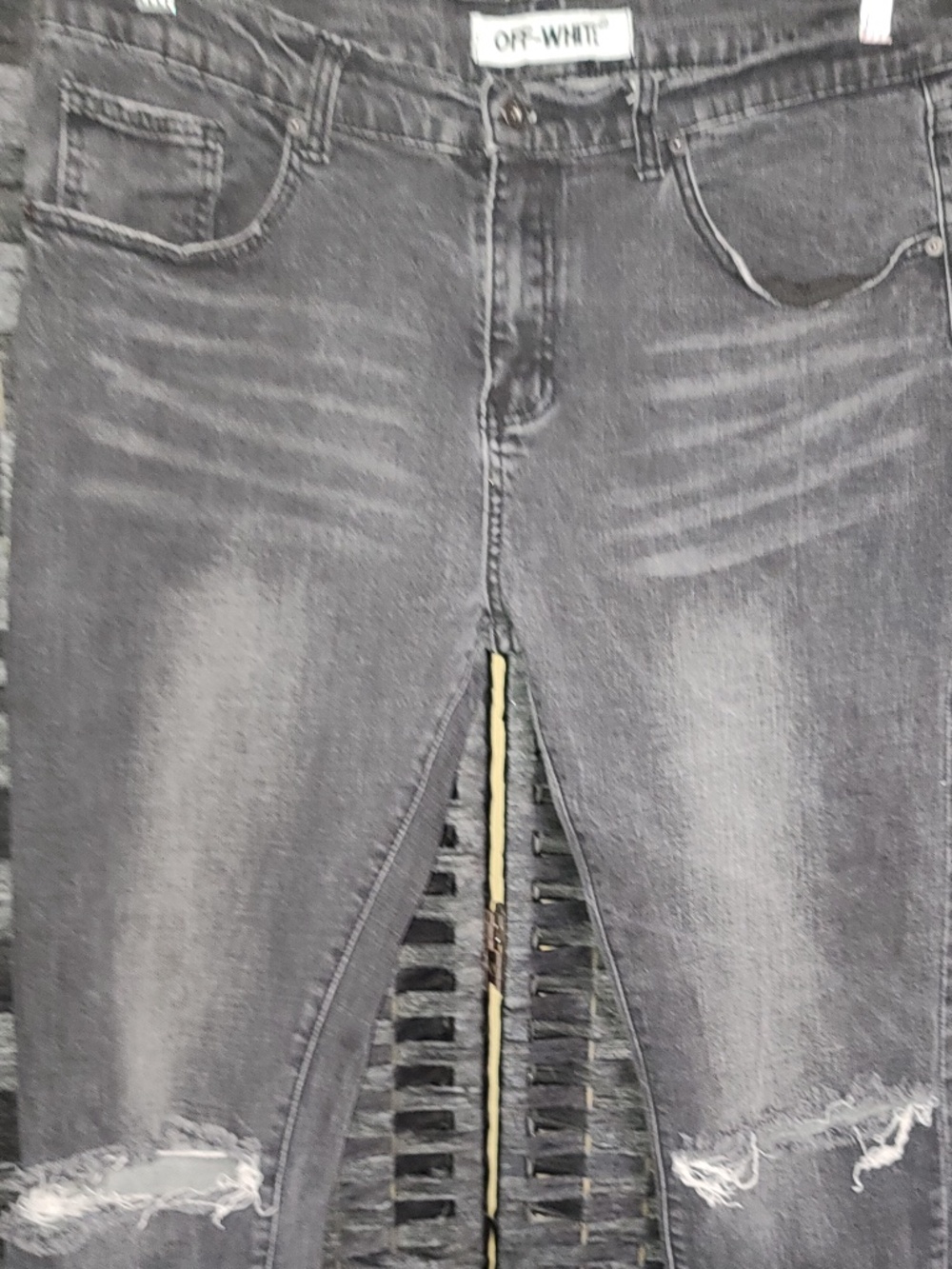 Off-White denim dark grey distressed jeans size 38